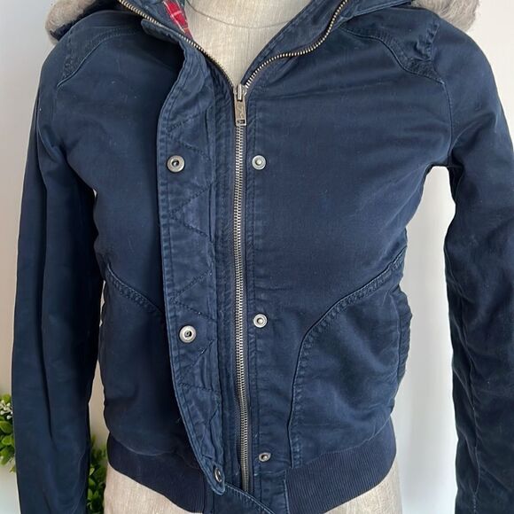 Hollister Heritage Collection Vintage Style Heavyweight Hooded Bomber Jacket Sm - Picture 2 of 13